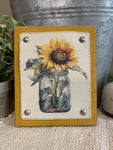 Sunflower Mason Jar Wood Sign